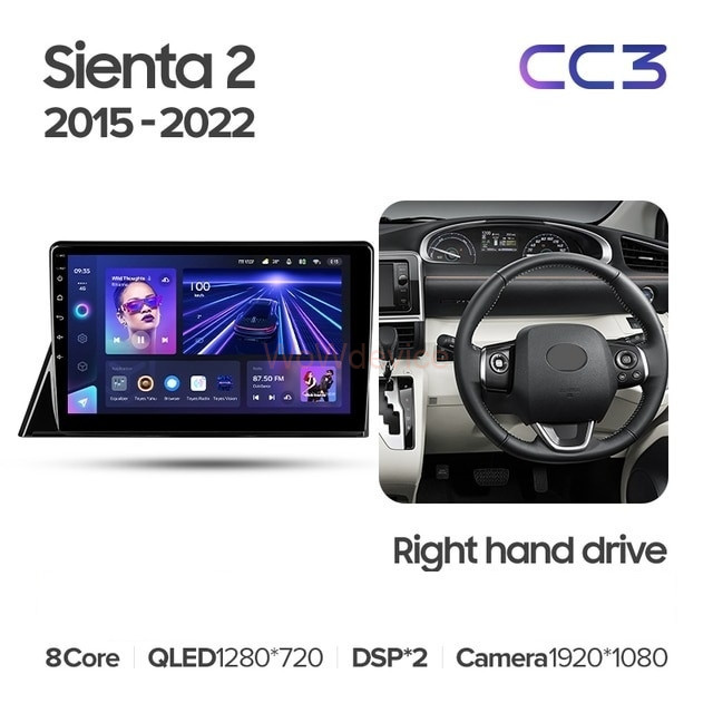 Штатная магнитола Teyes CC3 4/64 Toyota Sienta 2 XP170 (2015-2022) Правый руль