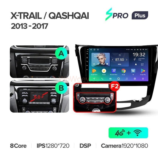 Штатная магнитола Teyes SPRO Plus 6/128 Nissan Qashqai 2 (2013-2021) F2 климат контроль Тип-A Штатная магнитола Teyes SPRO Plus 6/128 Nissan Qashqai 2 (2013-2021) F2 климат контроль Тип-A