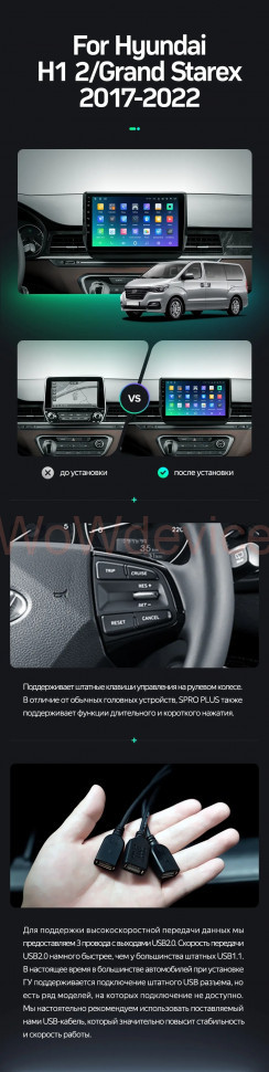 Штатная магнитола Teyes SPRO Plus 4/64 Hyundai H1 2 Grand Starex TQ (2017-2022)