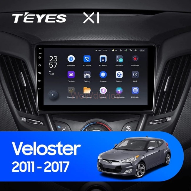 Штатная магнитола Teyes X1 4G 2/32 Hyundai Veloster FS (2011-2017) Тип-В
