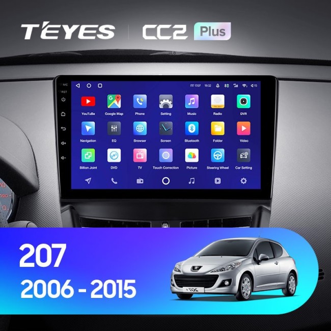 Штатная магнитола Teyes CC2L Plus 1/16 Peugeot 207 (2006-2015)