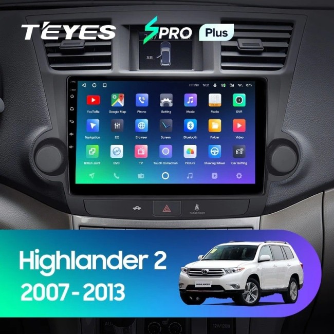 Штатная магнитола Teyes SPRO Plus 3/32 Toyota Highlander 2 XU40 (2007-2013) 10" Тип-B