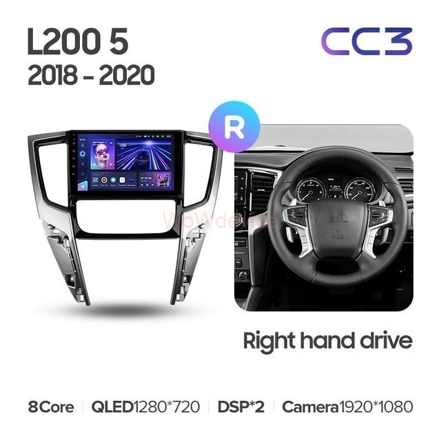 Штатная магнитола Teyes CC3 4/32 Mitsubishi L200 5 (2018-2020) F2 Правый руль