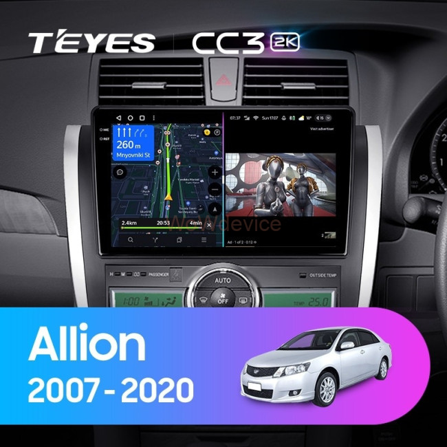 Штатная магнитола Teyes CC3 2K 360 6/128 Toyota Allion T260 (2007-2020) Правый руль