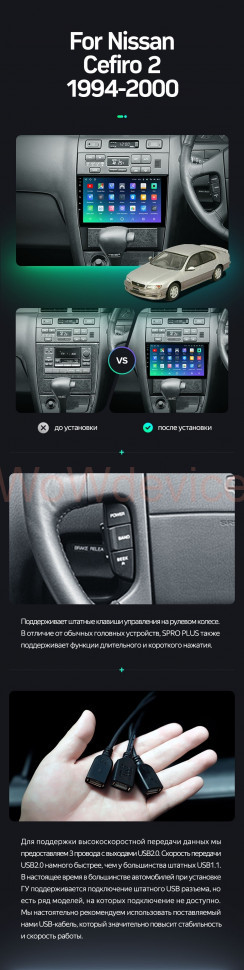 Штатная магнитола Teyes SPRO Plus 4/32 Nissan Cefiro 2 A32 (1994-2000)