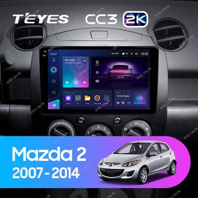Штатная магнитола Teyes CC3 2K 6/128 Mazda 2 DE (2007-2014)