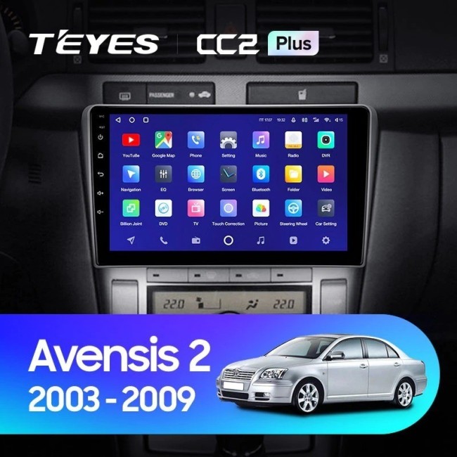 Штатная магнитола Teyes CC2 Plus 6/128 Toyota Avensis T250 (2003-2009)