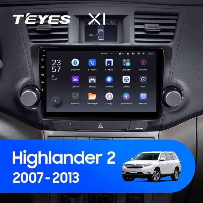 Штатная магнитола Teyes X1 4G 2/32 Toyota Highlander 2 XU40 (2007-2013) 10" диагональ Тип-A