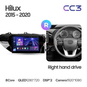 Штатная магнитола Teyes CC3 360 6/128 Toyota Hilux Pick Up AN120 (2015-2020) Правый руль