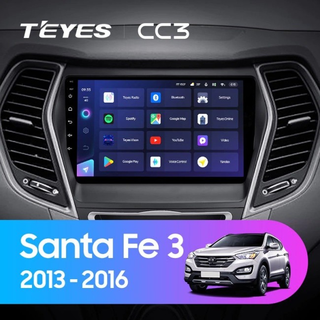 Штатная магнитола Teyes CC3 3/32 Hyundai Santa Fe 3 (2013-2016) Тип-C