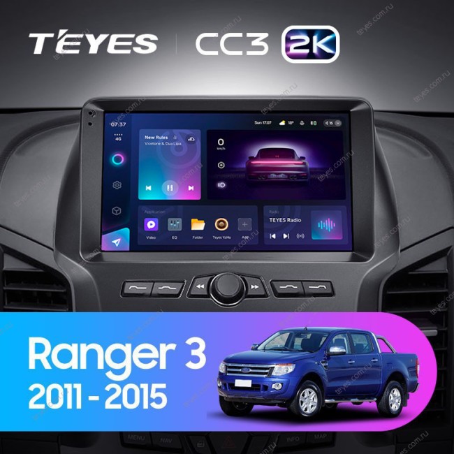 Штатная магнитола Teyes CC3 2K 6/128 Ford Ranger 3 (2011-2015)