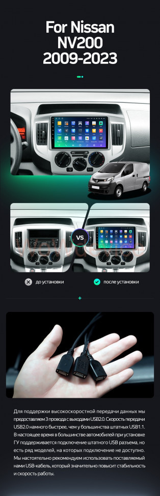 Штатная магнитола Teyes SPRO Plus 4/32 Nissan NV200 M20 (2009-2023)