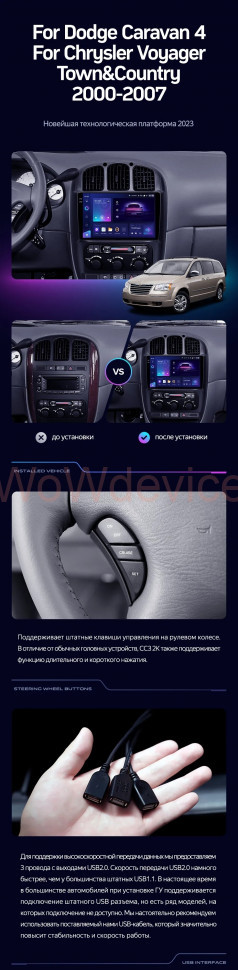 Штатная магнитола Teyes CC3L 4/32 Chrysler Voyager (2000-2007) Тип А