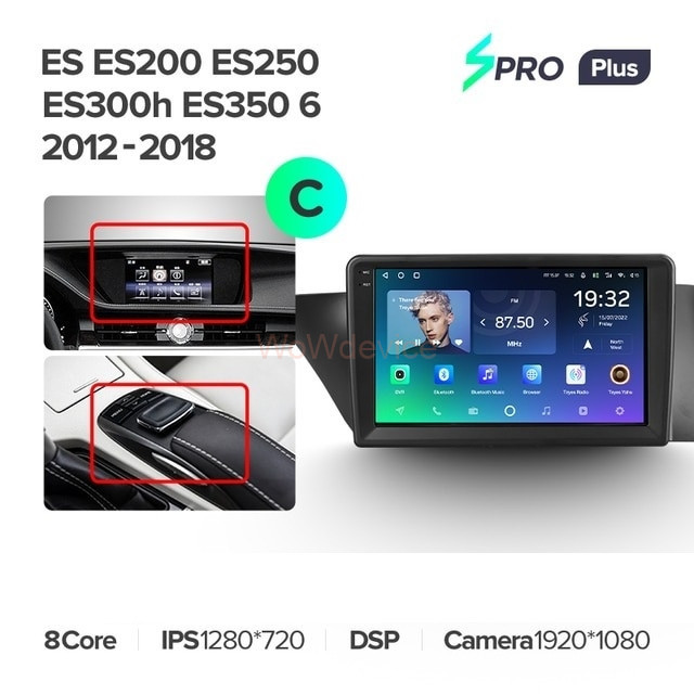 Штатная магнитола Teyes SPRO Plus 4/32 Lexus ES ES200 ES250 ES300h ES350 XV60 VI (2012-2018) Тип-С