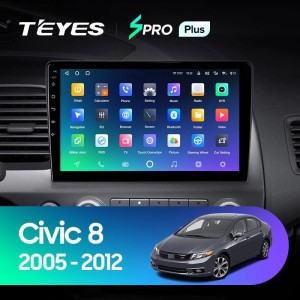Штатная магнитола Teyes SPRO Plus 6/128 Honda Civic 8 FK FN FD (2005-2012)
