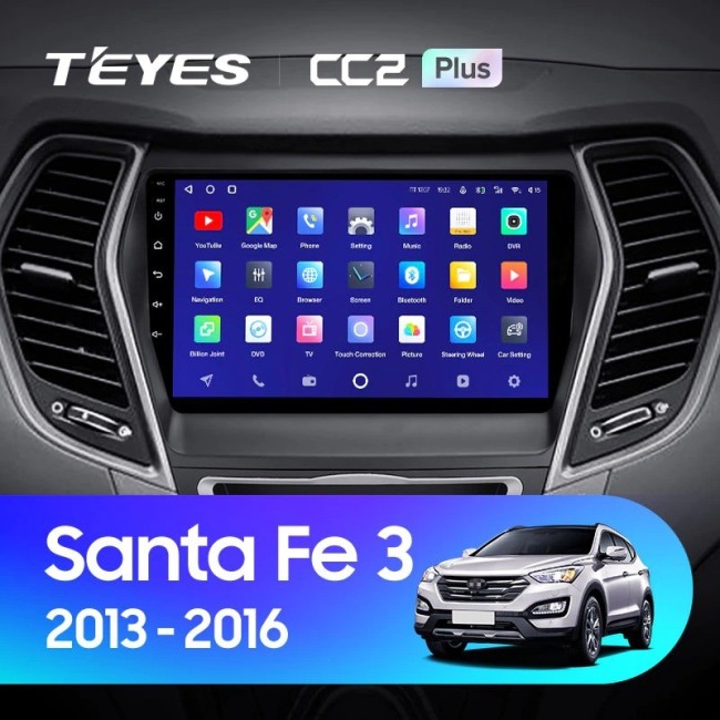 Штатная магнитола Teyes CC2 Plus 3/32 Hyundai Santa Fe 3 (2013-2016) Тип-C