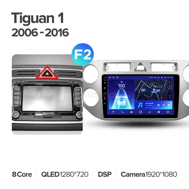 Штатная магнитола Teyes CC2L Plus 1/16 Volkswagen Tiguan 1 NF (2006-2017) F2