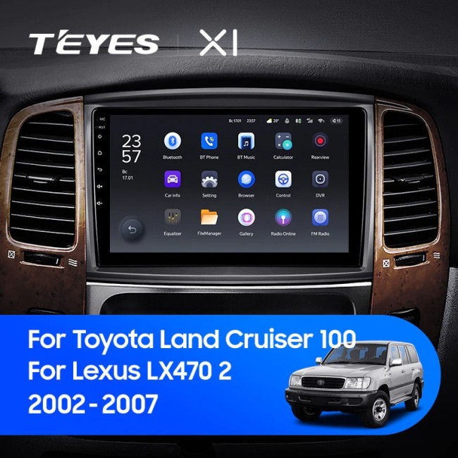 Штатная магнитола Teyes X1 4G 2/32 Toyota Land Cruiser LC 100 (2002-2007) Тип-A