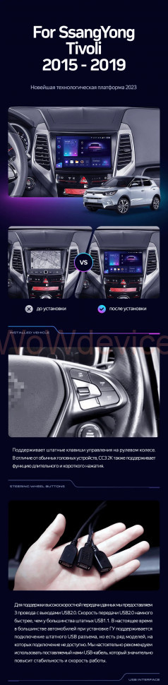 Штатная магнитола Teyes CC3 4/32 SsangYong Tivoli 2015-2019