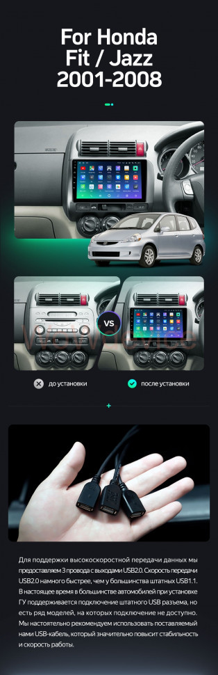 Штатная магнитола Teyes SPRO Plus 4/32 Honda Jazz GD (2001-2008) Правый руль