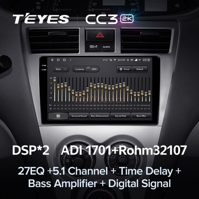 Штатная магнитола Teyes CC3 2K 360 6/128 Toyota Vios 2 (2007-2013)