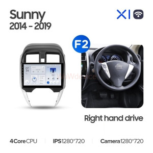 Штатная магнитола Teyes X1 4G 2/32 Nissan Sunny (2014-2019) F2 Правый руль