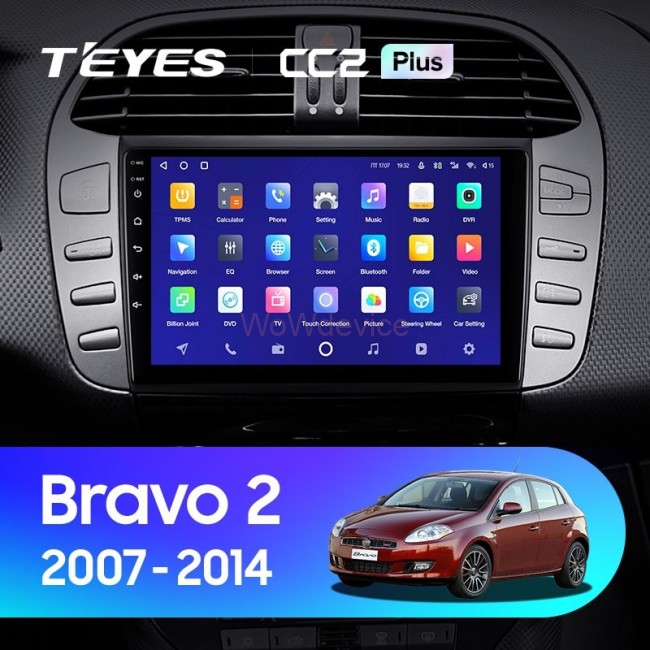 Штатная магнитола Teyes CC2L Plus 1/16 Fiat Bravo 198 (2007-2014)