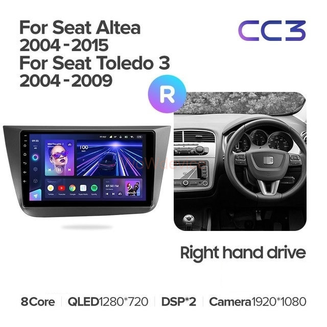 Штатная магнитола Teyes CC3 360 6/128 Seat Altea 5P (2004-2015) Правый руль