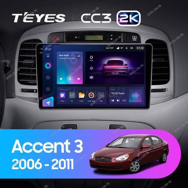 Штатная магнитола Teyes CC3 2K 360 6/128 Hyundai Accent 3 (2006-2011)