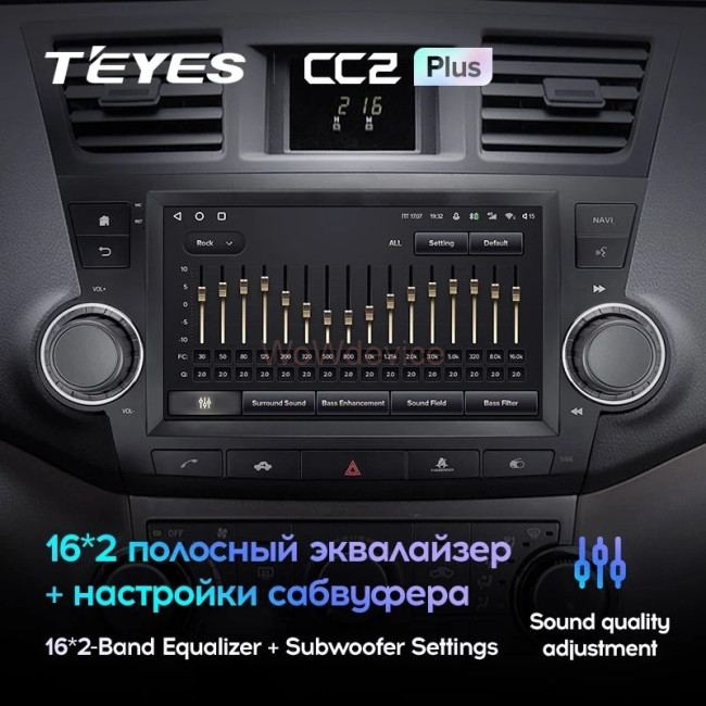Штатная магнитола Teyes CC2 Plus 6/128 Toyota Highlander 2 XU40 (2007-2013) 9"диагональ