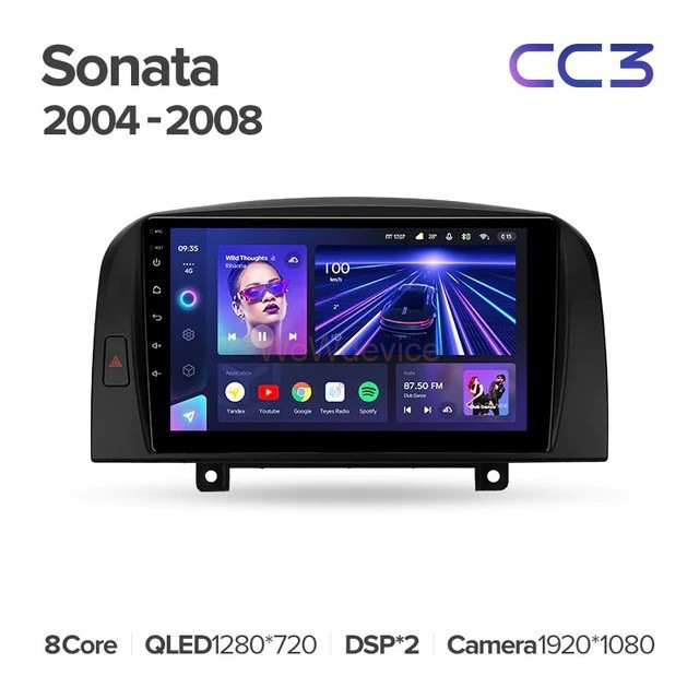 Штатная магнитола Teyes CC3 6/128 Hyundai Sonata NF (2004-2008)