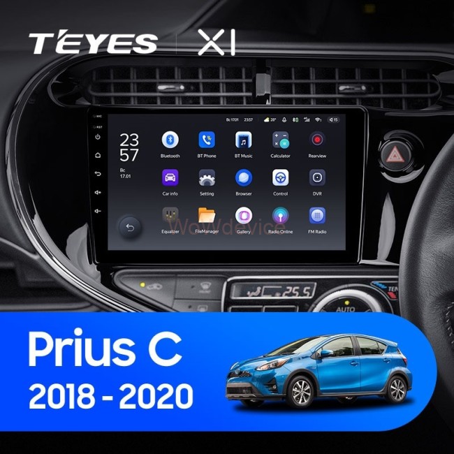 Штатная магнитола Teyes X1 4G 2/32 Toyota Prius C (2018-2020) Правый руль