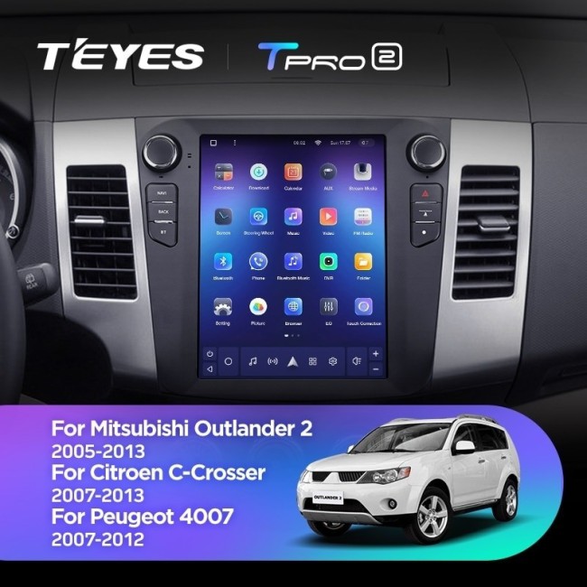 Штатная магнитола Tesla style Teyes TPRO 2 3/32 Mitsubishi Outlander 2 CW0W (2005-2013) Тип-А