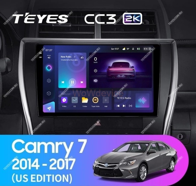 Штатная магнитола Teyes CC3 2K 360 6/128 Toyota Camry 7 XV 50 55 (2014-2017) (North America)
