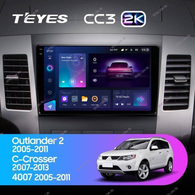 Штатная магнитола Teyes CC3 2K 6/128 Peugeot 4007 (2007-2012) Тип-B