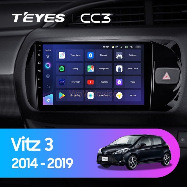 Штатная магнитола Teyes CC3L 4/32 Toyota Vitz III XP130 (2014-2019) Правый руль