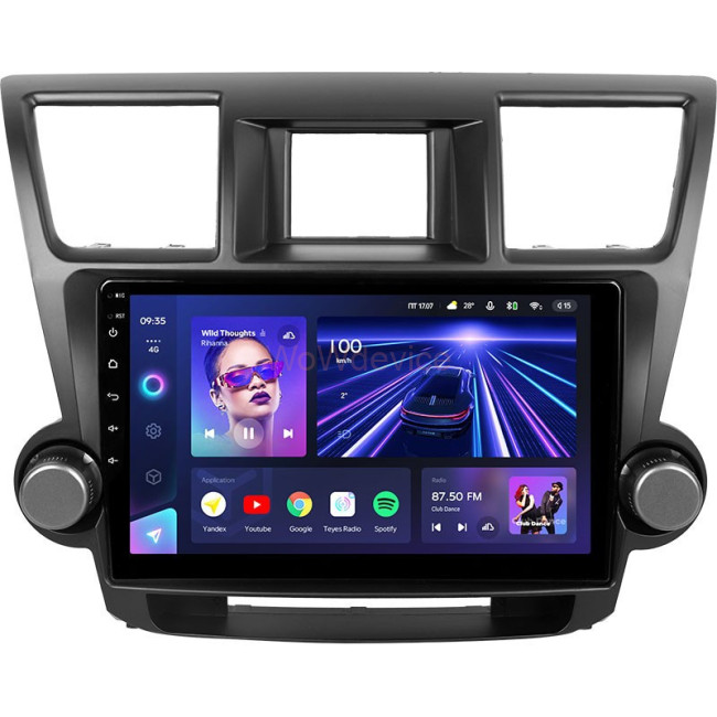 Штатная магнитола Teyes CC3 6/128 Toyota Highlander 2 XU40 (2007-2013) 10" диагональ Тип-A