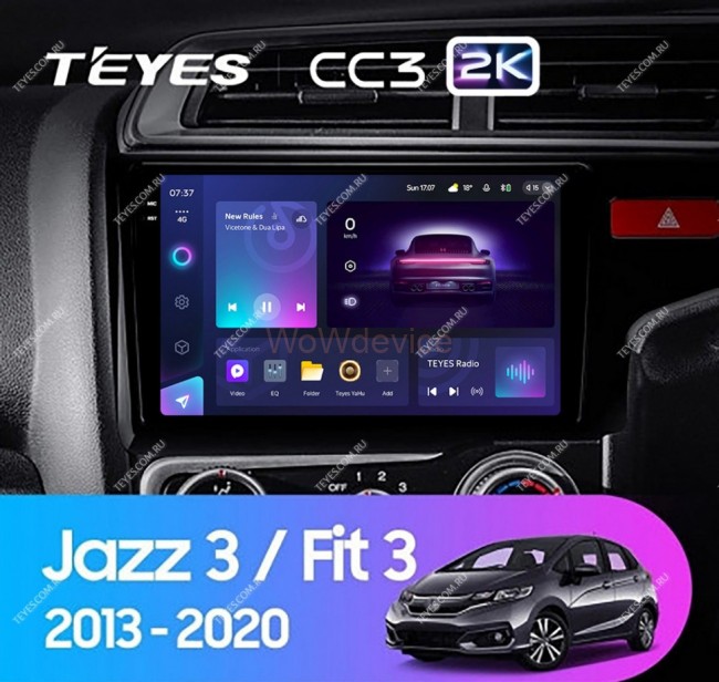 Штатная магнитола Teyes CC3 2K 360 6/128 Honda Jazz 3 (2015-2020) (правый руль) Тип-А