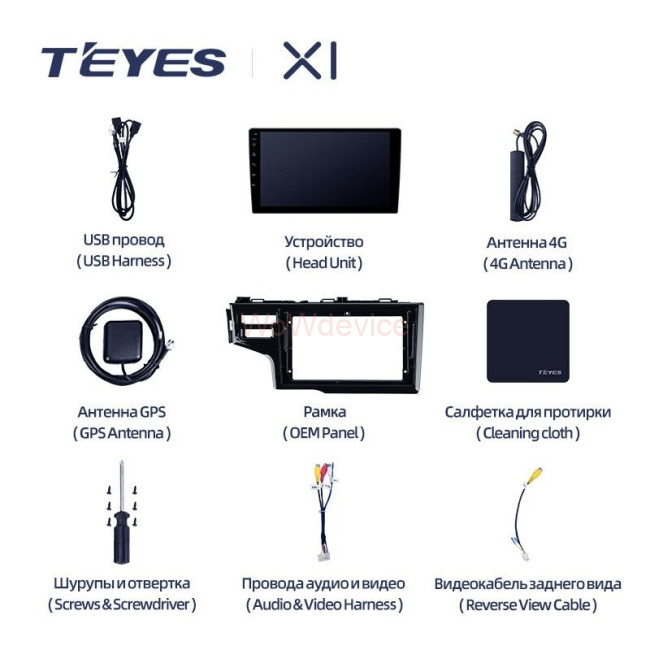 Штатная магнитола Teyes X1 4G 2/32 Honda Fit 3 (2013-2020) Тип-B Штатная магнитола Teyes X1 4G 2/32 Honda Fit 3 (2013-2020) Тип-B