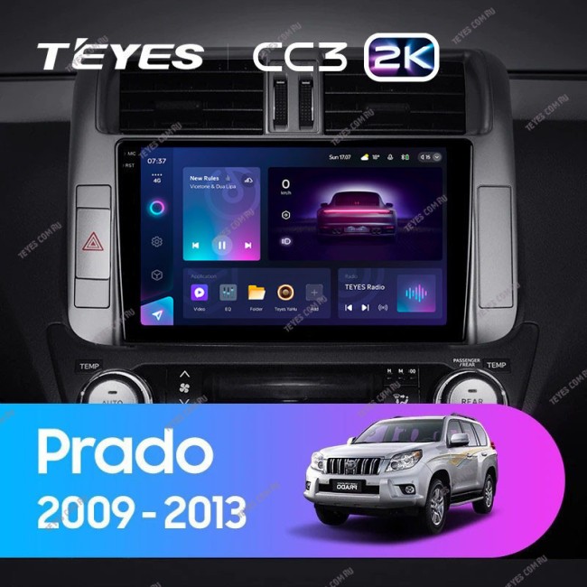 Штатная магнитола Teyes CC3 2K 4/64 Toyota Land Cruiser Prado 150 (2009-2013) Тип-С