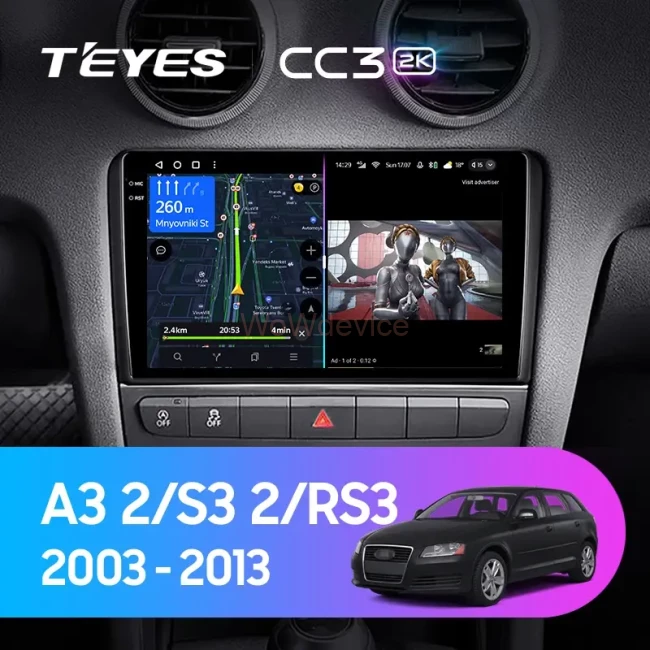 Штатная магнитола Teyes CC3 2K 360 6/128 Audi RS3 1 (2011-2012)