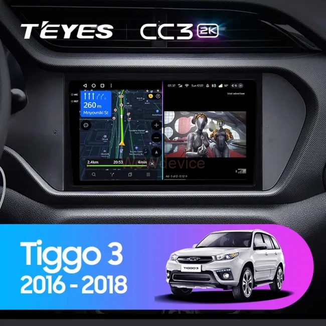 Штатная магнитола Teyes CC3 2K 360 6/128 Chery Tiggo 3 (2016-2018)