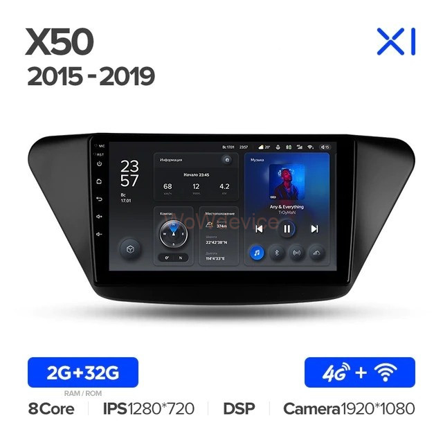 Штатная магнитола Teyes X1 4G 2/32 Lifan X50 (2015-2019)