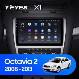 Штатная магнитола Teyes X1 4G 2/32 Skoda Octavia 2 A5 (2008-2013) Серая