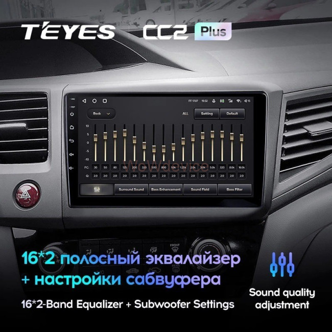 Штатная магнитола Teyes CC2L Plus 1/16 Honda Civic 9 FB FK FD (2011-2015)