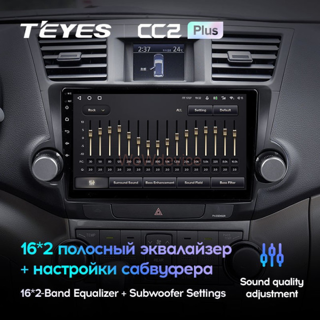 Штатная магнитола Teyes CC2L Plus 2/32 Toyota Highlander 2 XU40 (2007-2013) 10" диагональ Тип-A