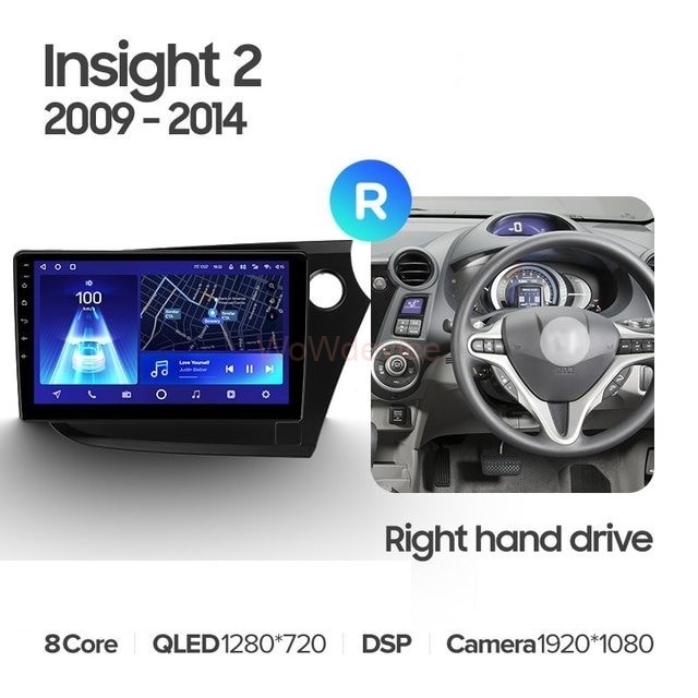 Штатная магнитола Teyes CC2 Plus 4/32 Honda Insight 2 (2009-2014) Правый руль