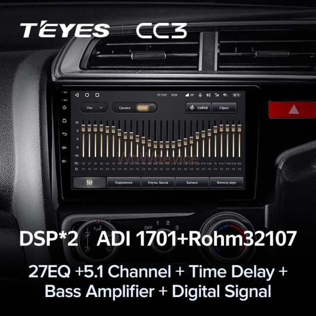 Штатная магнитола Teyes CC3 6/128 Fit 3 GP GK (2013-2020) (правый руль) Тип-А