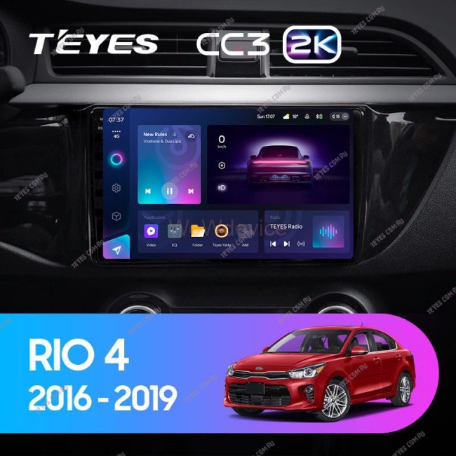 Штатная магнитола Teyes CC3 2K 360 6/128 Kia RIO 4 (2016-2019) Тип-A