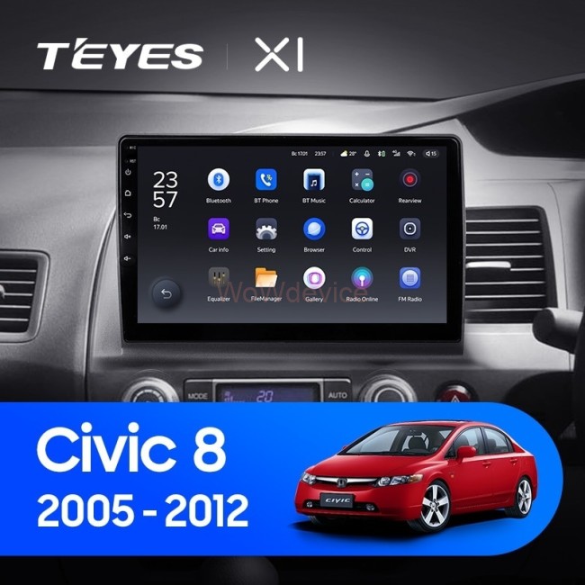 Штатная магнитола Teyes X1 4G 2/32 Honda Civic 8 FK FN FD (2005-2012) Правый руль